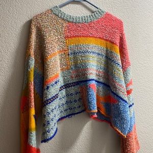 Knitted oversized colorful sweater
